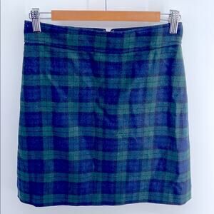 J. Crew Factory wool blend tartan plaid academic preppy mini pencil skirt sz 2